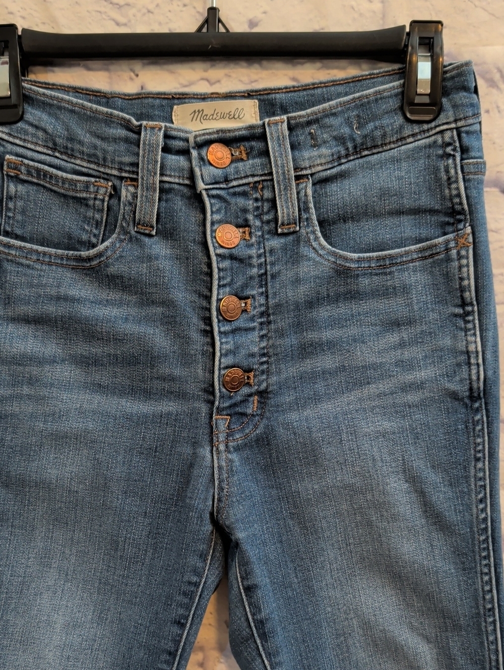 Madewell 10" High-Rise Blue Skinny Jeans w/ 4-Button Fly - Size 27 - Picture 3 of 9
